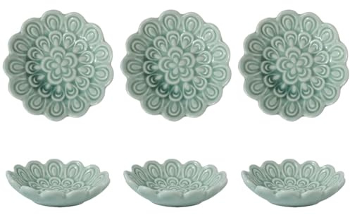 6 Stück Dipschalen Set,Keramik Kleine Schüsseln,Keramik Dip Schälchen Sind Langlebig,Dip Schalen Set Für Snackschalen,Snack Schalen,Sojasauce,Sushi,Antipasti,Schlüssel,Schmuck,Deko Schale(Cyan)