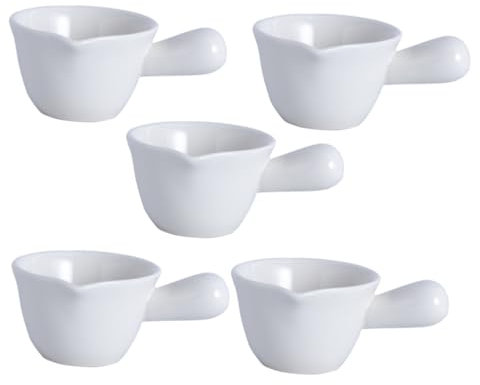 CIYODO Mini Cacerolas de Cerámica para Leche 5 Piezas Asa Recipiente de Cocina para Salsas y