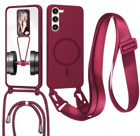 GoodcAcy Handykette Hülle für Samsung Galaxy S23 Plus mit Band Halsband Lanyard (abnehmbar) Handyhülle, Kordel zum Umhängen,Magnetisch Stoßfest Silikonhülle Wireless Charging kompatibel,rot
