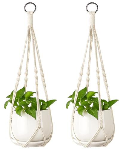 ALLY-MAGIC Makramee Blumenampel Hängend Innen, Boho Außen Pflanzenampel, Hängetopf Pflanzenaufhänger Hängepflanzen Übertopf Hänge Pflanzen Planter Hanger Ampel Balkone E21HPWD