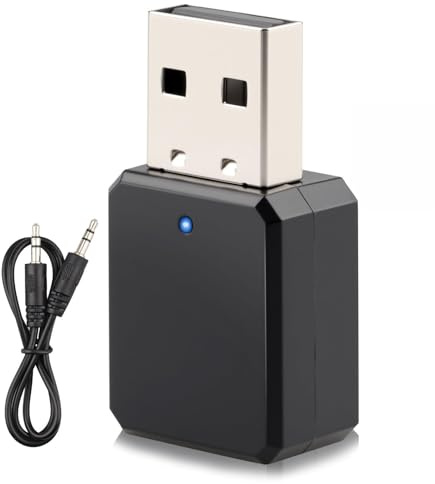 USB Bluetooth Adapter Auto 5.1 mit 3,5 mm Digital Audiokabel | Bluetooth Sender Empfänger AUX/USB Dual Ausgang für Audiosysteme, Kopfhörer, TV, Eingebautem Mikrofon,Stereoanlage, Auto