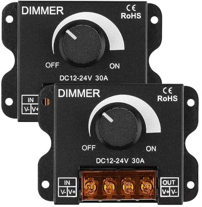 yotutun 2 Stück LED Dimmer Schalter, Unterputz Dimmschalter, Dimmer für LED Lampen DC12 V/24 V 30 A Drehdimmer für LED Lampen, Glühlampe und Halogenlampe zum Einstellen für Lichtband