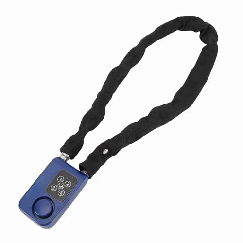 Ausla Schlüsselloses Fahrradketten-Schloss, IP44 Wasserdicht Y787G Stahlkette 4-stelliges Digitales Passwort Alarm-Schloss Manipulationssicher und Gegen Schneiden und Hydraulikschere (BLUE)