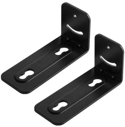 Gettimore Supporto da parete per altoparlante in metallo per soundbar e canale centrale, 35,6 x 19,1 x 15,2 cm, antiscivolo, finitura nera, include accessori per l'installazione è nero