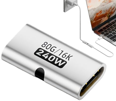 Genérico USB C Hembra A USB C Hembra – Extensor De 240 W, Adaptador De Alta Velocidad | Diseño De Conector Duradero para Una Transferencia De Datos, Carga Eficiente Y Solución De Conectividad