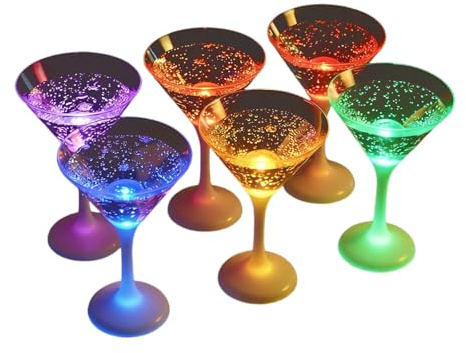 6er Set Longdrinkglas, Leuchtende Sektgläser –Trinkglas Partyglas Hochzeit Silvesterparty, Strahlende Party-Becher für Feiern, Hochzeit & Halloween (6er Set)