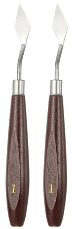QUARKZMAN 2pcs Couteau À Spatule Outil De Peinture 1.06 x 0.51 Spatule Art Acier Inox Couteaux Spatule Grattoirs Outils Avec Manche En Hêtre Pour Acrylique Mélange Étendage, Rouge/Argenté