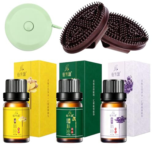 2 Pcs Massagebürste Körper Meridian Massage Bürste Sicheres Material Verbessert Die Durchblutung Und Lindert Müdigkeit Für Taille Beine Rücken Entspannen Mit 3 Flaschen Ätherisches Öl 1 Wurzel Maßband