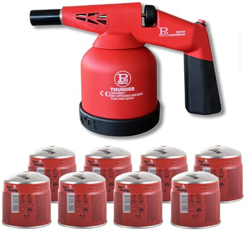 PROWELTEK - Lampe à souder à gaz 1760W + 8 Cartouches gaz Utilisation à 360°- Chalumeau à gaz Allumage électronique à batterie