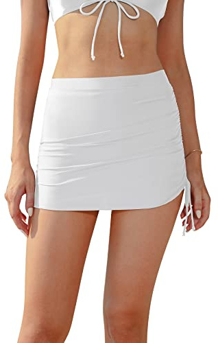 SHEKINI Donna Gonna da Nuoto Elegante Slim Gonna da Bagno Ruched Sportivo Costumi da Bagno Donna Costruito nel Bikini Pantaloni Gonna Corta Vestito da Spiaggia