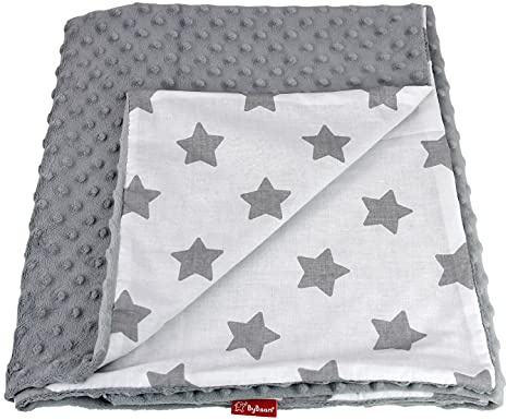 ByBoom Basics Babydecke, Krabbeldecke 75x100cm, universal Kuschel-Erstlingsdecke, doppelseitig mit Baumwolle und Minky, Extra weich, flauschig, Multifunktional für Kinderwagen, Zuhause und unterwegs