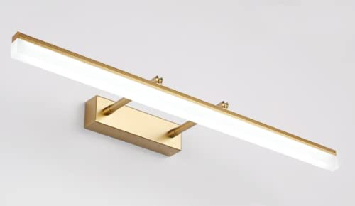 SXYSXYSXY LED Bad Spiegelleuchte 40CM Modern Spiegellampe Badlampe Spiegel Licht Badezimmerlampe 9W Kaltweiß 6000K Einstellbare Spiegel Frontleuchte Wasserdichte Schminklicht Wandleuchte,Gold