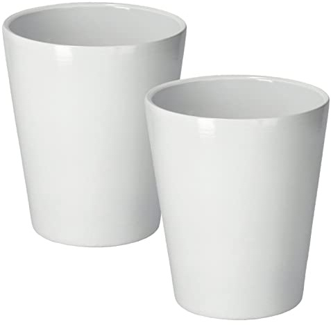 KOTARBAU® 2er Set Keramik Blumentopf Übertopf für Orchideen H 150mm ⌀ 120 mm Weiß