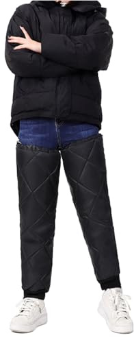 ITODA Ginocchiera invernale termico leggero piumino antiscivolo per sci, moto, scooter, ginocchiere antivento e per ciclismo (nero (interno giallo))