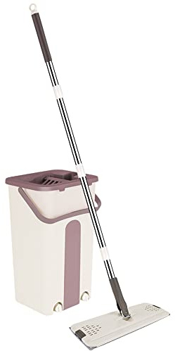 Balai Auto Nettoyant Auto Clean avec seau double compartiment, Balai à tête pivotante et lingettes Microfibre Balai Multifonctions Seau essoreur - Kit Balai Mop Complet, 360°, Lingette (JE384334_02)
