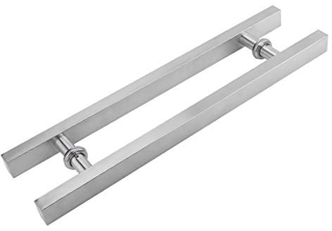 Gebürstetes Silber, Dickes Edelstahl-Vierkantrohr, Geschäft, Büro, Glastür, Push-Pull-Griff, verschiebbar, 8 Größen (800 x 600 mm)