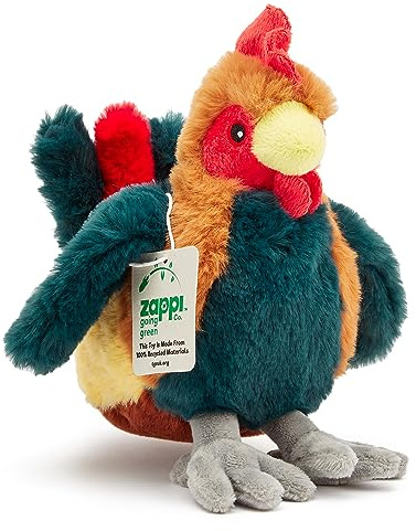 Zappi Co Peluche 100% recyclée, Coq (24 cm de Long) Douce, câline, écologique Collection d'animaux pour Nouveau-né Premier Enfant