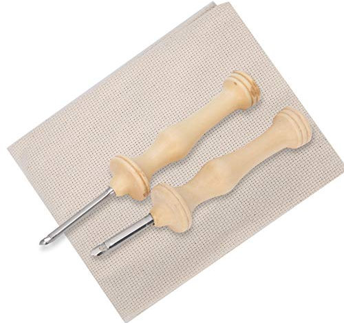 Dioche Mönchsstoff Punch Needle, Oxford Punch Needle, 2 Sticknadeln zum Nähen und Weben mit Holzgriff