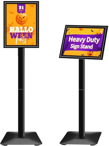 VAIIGO Infoständer A4, Höhenverstellbarer Plakatständer mit Schwerem Gusseisenfuß,Posterständer Präsentationsständer für Poster, Werbung, Werbeständer-Snaprahmen, Schwarz