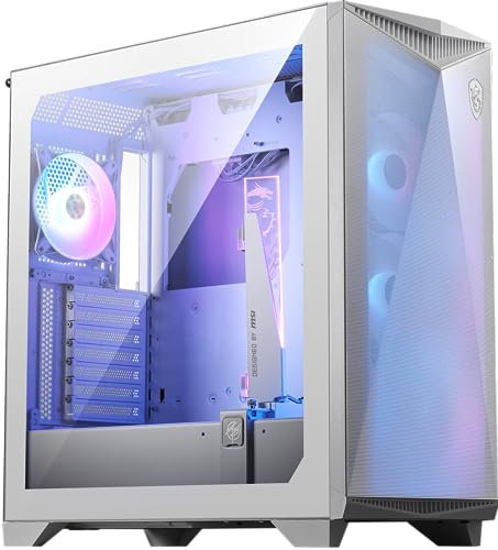 msi Boîtier de Jeu PC de qualité supérieure - Panneau latéral en Verre trempé - 4 Ventilateurs ARGB 120 mm - Support de Refroidissement Liquide jusqu'à 360 mm - 1 radiateur - Système de Gestion des