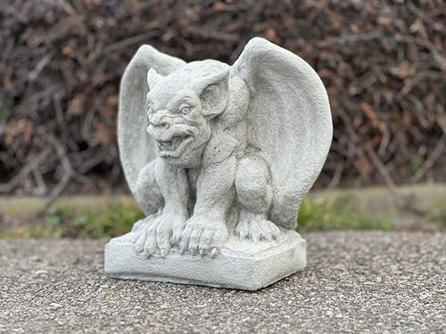 OLOMA Figurine de gargouille en pierre - Sculpture de gargouille gardienne en ciment - Décoration de lucifer en béton - Statue de monstre d'extérieur - Décoration de jardin et de maison - Sculpture