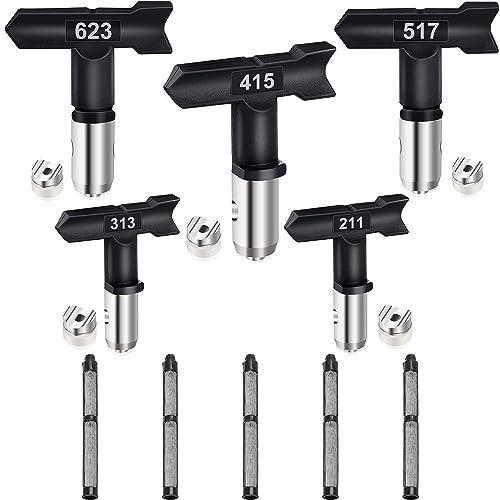 Reversible Spray Tips Reversible Airless Paint Sprayer Nozzle Tips Airless Paint Spray Guns Airless Sprayer Spraying Machine Parts for Homes Buildings Decks Fences Tool(Model: 623/415/517/313/211)