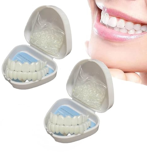 Flipped Warmth 2 Paia Denti Finti in Silicone Snap on Faccette Dentali, Denti Finti da Applicare da Soli Instant Protesi Dentale Dentiera Provvisoria Copri I Denti Imperfetti