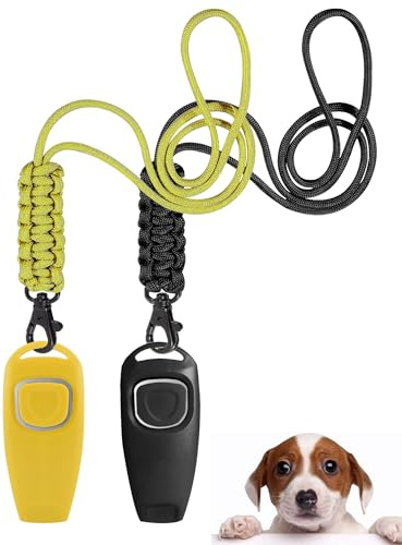 TODREMOU Sifflet pour Chien Rütter Haute fréquence Sifflet pour Chien Sifflet pour Chien Clicker Clicker Entraînement du Chien Jaune