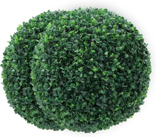 LIANGERMAO Buchsbaum künstlich, Buchsbaumkugel künstlich, Künstliche Pflanze, Buchsbaum, Künstliche Buchsbaumkugel für Garten, Balkon, Garten, Hochzeitsdekoration (2pc 40cm)