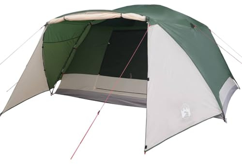 vidaXL Tienda Campaña Familiar con Porche 6 Personas Impermeable, Toldo Portátil de Senderismo, Refugio de Camping, Carpa de Exterior, Verde