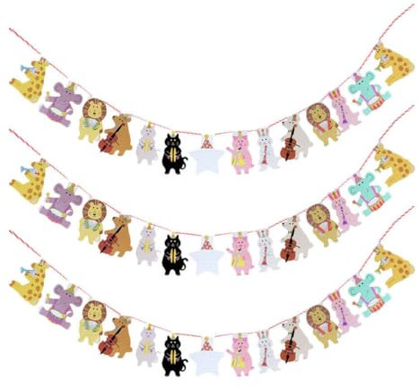 jojofuny 3 Stück Kreative Cartoon-Tier-Pull- -Banner Für Babyparty-Geburtstag Oder Wald-Motto-Party-Diy-Dekorationen