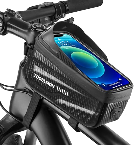 TOOELMON Fahrrad Rahmentasche Wasserdicht Lenkertasche Oberrohrtasche Touchscreen und Face ID für Smartphones 4,7-6,8 Zoll