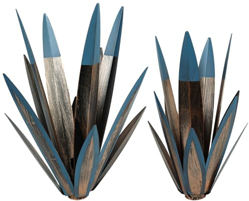 2pcs Metal Agave Plantes Outdoor Decor Agave Solar Garden Light Imperproof Metal Metal Agave Plant Sculpture avec enjeux