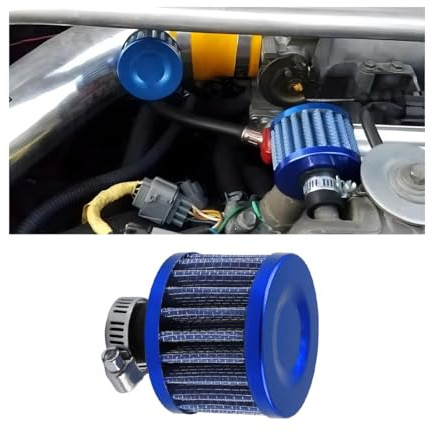 Air Intake Filter Breather, 0.47 inch Universal Cold Air Filter, 12mm Car Turbo Vent Air Intake Filter Cleaner, Crankcase Breather Compatible with Car and Motorcycle Engine Parts (Blue)
