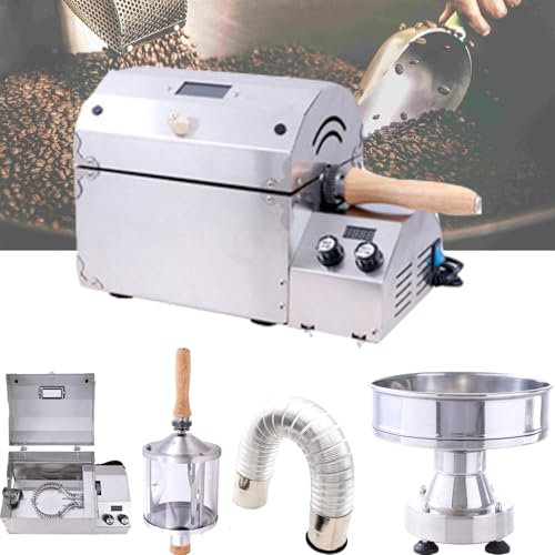 Tostador De Café De 1200 W, Temperatura Máxima De 300 ℃, Capacidad De 400 G, Con Máquina De Enfriamiento De 8000 Rpm Y Extractor De Piel Plateada, Enfriamiento Rápido De 2 Minutos