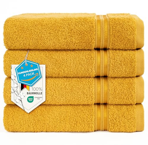 Hammetex Handdukar 50 x 100 cm, set om 4 – 100 % frottébomull – OEKO-TEX-certifierad – mjuk, absorberande – med ögla för upphängning | Oeko-Tex-certifierad, mjuk och mycket absorberande med ögla för badrum, gästbadrum, kök, gym och sport