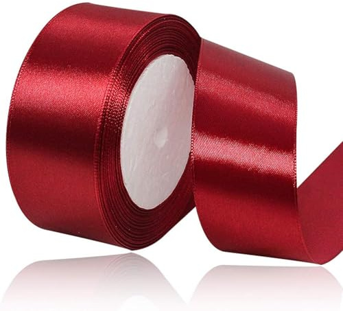 4cm Burgunder Satinband, Satin Dekoband Präsent Geschenkband Breit Ribbon für Kleid Hochzeit, Taufe und Geburtstag Geschenke,Satin Dekoband, Deko Band Geschenkverpackung, 22.8M…