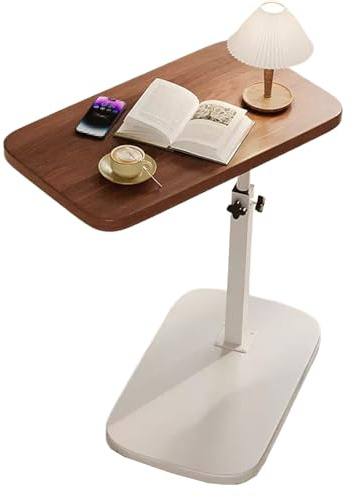Beistelltisch C Form Metall Nachttisch Aus Kunstfaserplatten, Anhebbarer Nachttisch für Schlafzimmer, Verdickte Tischplatte Um 360° Drehbar, für Haus, Krankenhaus(Metallic)