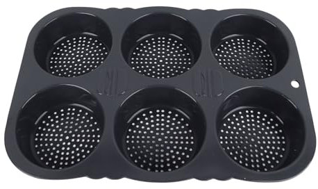 Jeanoko Moule à Pain à Hamburger à 6 Cavités, Résistant à la Chaleur, Réutilisable, pour la Cuisine, avec Conception Pliable et Flexible, adapté aux Petits Pains sans Gluten et Biologiques