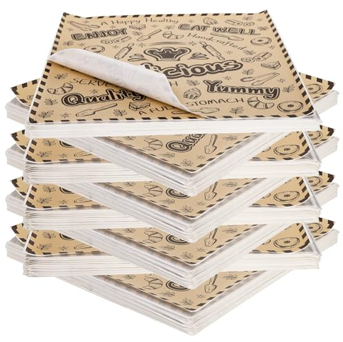 DEAYOU Fettdichtes Burger-Geschenkpapier, 30 x 30 cm, Deli-Wachspapier, Kraftpapier, Zeitungspapier, quadratisch, Sandwich-Geschenkpapier für Brot, Burger, Hot Dog, Kekse, Backen, Picknick, 1000 Stück
