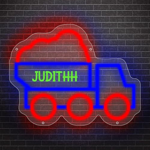 MYZQIFF Personalisierte Name Bau Fahrzeuge LKW Neon Zeichen, kundenspezifische LKW LED Neon Licht, LKW Nachtlicht Dekoration für Jungen Schlafzimmer, Weihnachten Geburtstag LKW Geschenk für Jungen