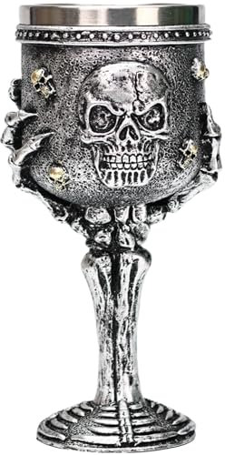 ZONSUSE Copa de Mano de Esqueleto,Cáliz de Vino Cráneo,Copa Vino Calavera, Copa Medieval de Acero Inoxidable,Taza Halloween for Gothic Horror Decoration Halloween Party Prop 180ml(Fantasma)