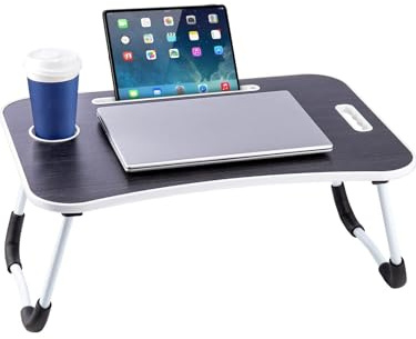 CROWNSHOP Laptop Table, 60 X 40 X 28cm Bed Table, lap table bed desk