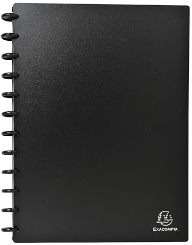 Exacompta - Réf. 75251E - Carton de 5 Porte-cartes de visite noir amovible à anneaux - en PP rigide - pour 192 cartes - pochettes détachables pour insérer 16 cartes - A4 - intercalaires 12 onglets