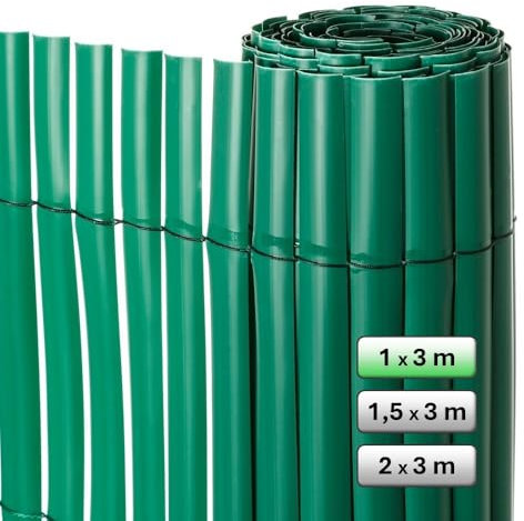 LOLAhome Cañizo PVC de Media caña Verde 3x1 Metros | Resistente, Decorativo y Fácil Instalación | Alta Privacidad y Ocultación para Valla, Jardín, Balcón o Terraza