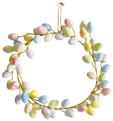 Diheohg Corona de Pascua para puerta principal, corona de huevos de Pascua, guirnaldas artificiales para colgar en la puerta principal