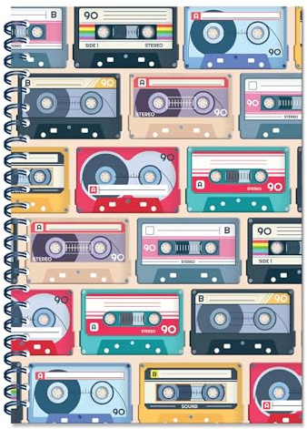 Coach House Partners| Cassettes Spiral Bound Notebook | A5 | 200 Pages Lined | Multi-Coloured