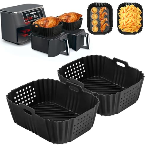 Cozary Molde Silicona Freidora de Aire 2 Piezas, Doble Cara,Compatible con Ninja Double Stack XL 9.5L SL400UK/AF400UK/AF300UK, Cookwise/Emerio Dual Zone 9L, Stillstern/Balter HL-900-8L