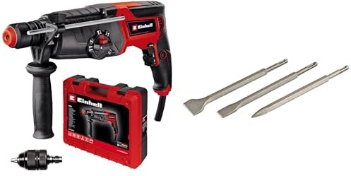 Einhell Martillo perforador TE-RH 950 5F (950W, engranaje de 2 marchas, intensidad de impacto 3J, recepción SDS Plus, potencia de perforación hormigón 28mm, ) + Set de cinceles SDS