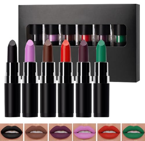 Läppsminkspel, mörksvart läppmakeup kit, halloween läppstift fuktgivande set för maskerade bollar och resor